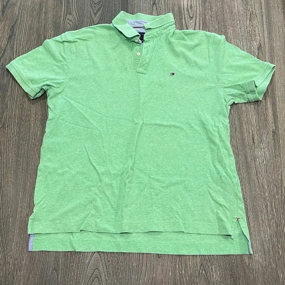 Tommy Hilfiger Mens Polo Shirt Classic Fit Short Sleeve Chest Logo Green Large